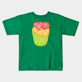 Cute strawberry cupcake 🍓. Kids T-Shirt